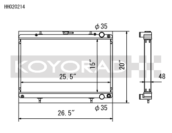 Koyo Nissan 89-93 Skyline GT-R/GT-S 2.6L (t)/88-94 Cefiro 2.0L (t)/89-93 Laurel 2.0L (t) Radiator